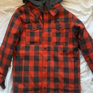 BOYS BURTON RED PLAID SNOWBOARD JACKET